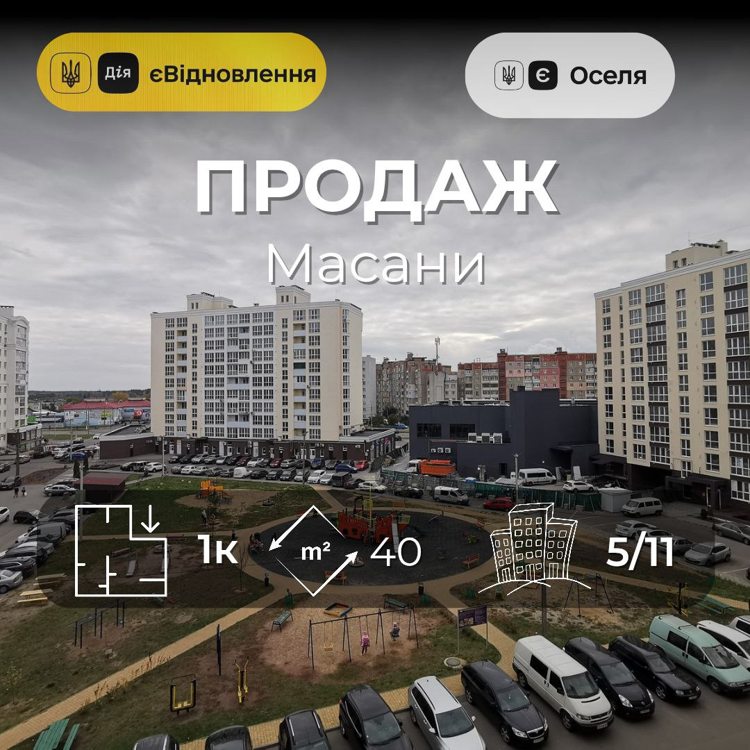 1-кімнатна цегляна новобудова, район Масани. Фото 1