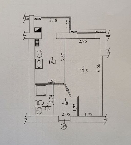 1 кімнатна квартира 41 м2 на 4 поверсі з автономним опаленням. Фото - 13