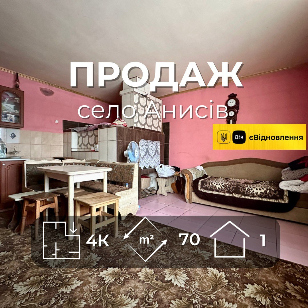 Продаж ч/б 50м2+окремий будинок 45м2,20,6соток землі,село Анисів. Фото 1