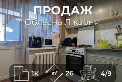 Однокімнатна квартира біля обласної лікарні готова до проживання