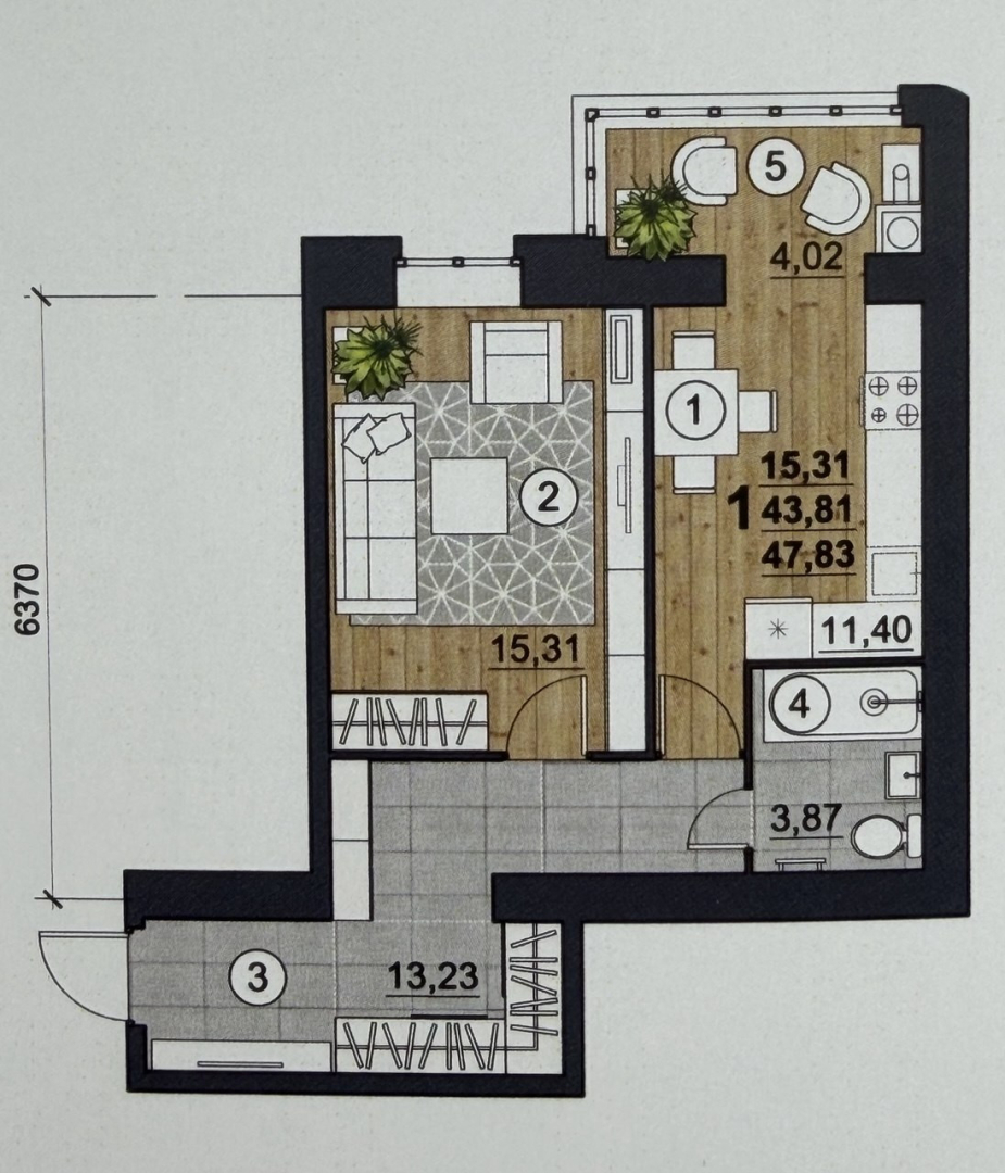 Документи готові  1-кімнатна 47,83 м² ЖК Комфортний  Масани Чернігів. Фото - 1