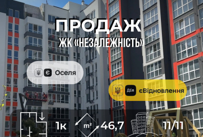 Однокімнатна квартира, 46,7 м2, ЖК "Незалежність", р-н Масани, доступні всі програми